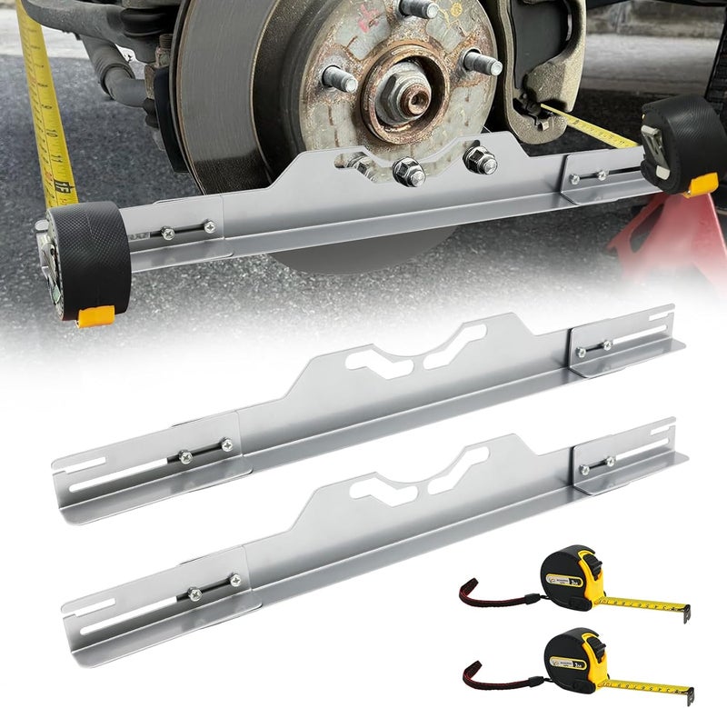 CHGJ Wheel Alignment Tool with Tape Measures,Heavy Duty Toe Alignment Tool Plates,Car Front End Alignment Tool, Fast & Accurate Car Alignment Tool Kit (Silver) - Image 1